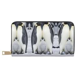 XIPEGKLD Geldbörse aus Leder mit Punmpkin-Druck, perfekt für die Organisation Ihrer wichtigen Dinge, Niedliche Pinguine Familie, Einheitsgröße von XIPEGKLD