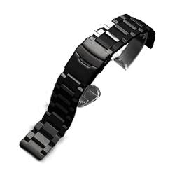 XJBCOD YIYOUU 18/19/20/21/22/23/22/25mm edelstahl uhrband feste metall faltschnalle männer frauen universal armband zubehör(Black,21mm) von XJBCOD