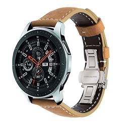 XJBCOD Yiyou Armband aus echtem Leder, kompatibel mit Samsung Galaxy Watch 46 mm, 42 mm, Watch 3 45 mm, 41 mm, Watch 4, Classic, Schmetterlingsverschluss, Watch 4 Classic 42mm, Achat von XJBCOD