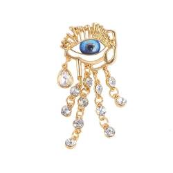 XJHHS 2 Stück Gold Devil's Eye Barock Strass Brosche Pins Abzeichen für Frauen mit Quaste Anstecknadel Abzeichen Metall von XJHHS