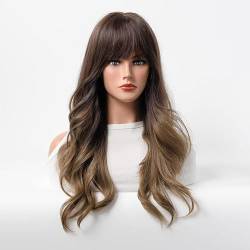 XJHWD 60–70 cm hellviolett/schwarzbraune Perücken für Frauen, lockige Mädchen-Haar-Accessoires auf täglichen Partys, Reisen, Partys, Karneval von XJHWD