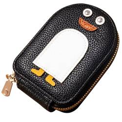 XJKLBYQ Kreditkartenhalter, Penguins PU Lederkartenhalter mit 11 Kartensteckplätzen, Penguin Akkordeon -Kartenhaltertasche mit Reißverschluss Lady Card Wallet Gift für Frauen Männer (schwarz) von XJKLBYQ