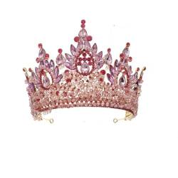 XJSDI 160 x 130 mm violett-rote Barock-Kristall-Brautkrone für Hochzeit, Tiara, Prinzessin, Königin, Krone, Strass, Braut-Stirnband für Mädchen und Frauen, 16*27MM von XJSDI