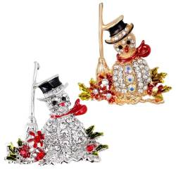 XJSDI 2 Stück 48 x 52 mm Seidenschal-Schnalle, Schneemann, Strass-Emaille-Broschen für Frauen, Weihnachten, gemischte Emaille-Broschen, Großpackung von XJSDI