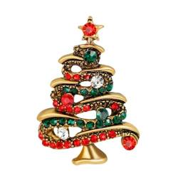 XJSDI 3 Stück/Set 40/30 mm Strass-Brosche Weihnachtsbaum, Weihnachtsmann-Brosche, Emaille-Broschen für Frauen, Weihnachtsstoff, Jacken, Revers, Emaille-Anstecker von XJSDI