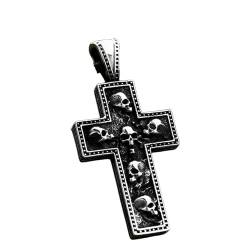 XJruixi Gothic Vintage Kreuz Totenkopf Kopf Anhänger Edelstahl Halskette Kette für Männer von XJruixi