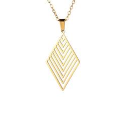 XLTEAM Neutrale Halskette Anhänger Damen Diamant Anhänger Halskette Gold Farbe Halsband Einfacher geometrischer Schmuck Muttertagsgeschenk Verstellbarer Schmuck Geschenk Geburtstagsgeschenke von XLTEAM