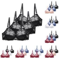 XMATOP 3er Pack Damen BH Ohne Bügel Nahtloser Komfort Lace BH mit Verstellbaren Trägern Atmungsaktiver-BH Entlastungs BH Ohne Bügel Spitze Sexy Große Größen BH von XMATOP