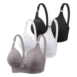 XMATOP 3er Pack Sport BH Damen Starker Halt Große Brüste BHS Frauen Ohne Bügel Große Größen Maximizer Push Up Klassische Bra Sexy Dessous mit verstellbarem Bequem Set für Schlafen Yoga Gym von XMATOP