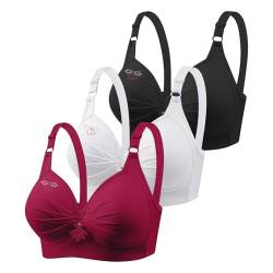 XMATOP 3er Pack Sport BH Damen Starker Halt Große Brüste BHS Frauen Ohne Bügel Große Größen Maximizer Push Up Klassische Bra Sexy Dessous mit verstellbarem Bequem Set für Schlafen Yoga Gym von XMATOP