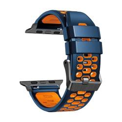 XMKT FKM-Gummi-Uhrenarmband für Apple Watch Band Ultra 1 2 49 mm Ersatz-Uhrenzubehör Armband 9 8 7 6 5 4 SE-Serie 45 mm 44 mm 42 mm Riemen(Blue Orange,42MM) von XMKT