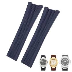 XMKT Gummi-Silikon-Uhrenarmband für Patek Philippe PP 5711 5712G Nautilus Armband 25 mm Schwarz Blau Braun Armband Sportarmband Herren(Blue) von XMKT