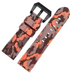 XMKT Silikon Uhrband für PAM111 386 441 Serie Armband Gurte 20mm 22 mm 24 mm 26 mm wasserdichtes Sport -Tarnarmband(Camo orange black,26mm) von XMKT