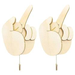 Bastel-Fingerbrosche aus Holz, lustiges Fingernadel-DIY-Set, Materialpaket für Ausdrucksabzeichen, umklappbare Fingernadeln, Geschenk für Männer, Frauen, Jungen (2PCS) von XMUZJSCQ