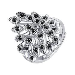 XNBZW Damenmode-Ring Offene verstellbare Ringe Blingbling Zirkonia-Ringe für Mädchen Für Ringe (Black, One Size) von XNBZW