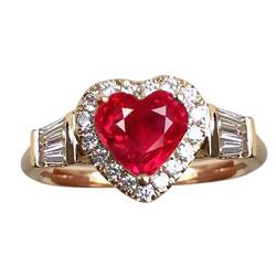 Edelstein Geburtsstein Saphir Statement Verlobungsringe für Frauen Jahrestag Versprechen Ringe für Sie Ring Variety Pack, rot, 7 von XNBZW