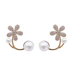 Perlen Blütenblatt Ohrringe für Teenager Mädchen Minimalistische Piercing Ohrstecker Trendige Ohrringe Lange Post Ohrstecker, gold, Einheitsgröße von XNBZW
