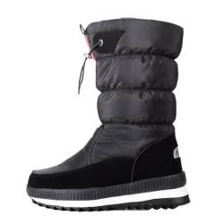 XOTIIG Schneestiefel für Frauen, Winterstiefel Dicke Schneeschuhe, Wasserdichte Wanderstiefel für Damen, Schneeschuhe(Black,39 EU) von XOTIIG