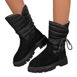 XOTIIG Winterstiefel Schneeschuhe, Schneeschuhe Damen Winter Warme, Weihnachtsschuhe für Futter Anti-Rutsch, Schneeschuhe(Black,36 EU) von XOTIIG