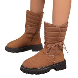 XOTIIG Winterstiefel Schneeschuhe, Schneeschuhe Damen Winter Warme, Weihnachtsschuhe für Futter Anti-Rutsch, Schneeschuhe(Brown,37 EU) von XOTIIG