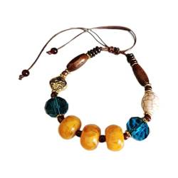 XRYUXECJ Armband mit Anhänger aus gelbem Bienenwachs mit Hühneröl for Männer und Frauen, handgewebt, Kristall, Bernstein, Schmuck, Retro, Lasheng(Giallo) von XRYUXECJ