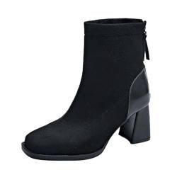 XTBFOOJ Gummistiefel Damen Gefüttert Damen Stiefeletten Mit Absatz Spitz Mit Reißverschluss Stiefel Schnüren Damen Winterstiefel Wasserdicht Gummistiefel Damen Kurz Mit Absatz von XTBFOOJ