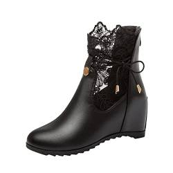 XTBFOOJ Gummistiefel Kinder Gefüttert Damen Stiefeletten Cowboy Boots Mit Trichterabsatz Schnallen Nieten Winter Stiefel Gummistiefel Kinder 31 Boots Damen Leder Schwarz von XTBFOOJ