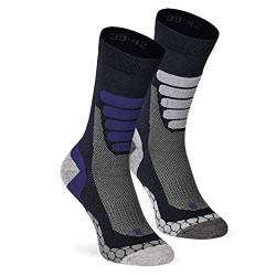 XTREME SOCKSWEAR Herren & Damen Wandersocken Trekking Outdoor Sport Funktionssocken Atmungsaktiv Frottesohle Gepolstert (2 Paar) Blau-Grau 39-42 von XTREME SOCKSWEAR