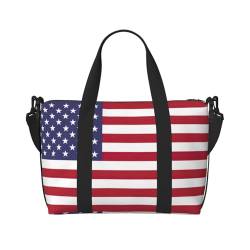 XTYGETY Tragetasche mit amerikanischer Flagge für Damen, geräumige Reisetasche für Wochenendausflüge, Seesack für Herren, Schwarz , Einheitsgröße von XTYGETY