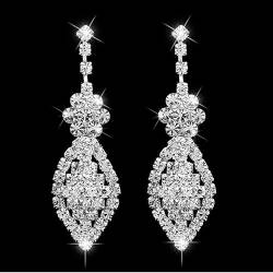 Diamantähnliche Ohrringe für Damen, mit Glas eingelegte Ohrringe, silberner Hochzeitsschmuck (Stil 1 b) von XTZYGLFD