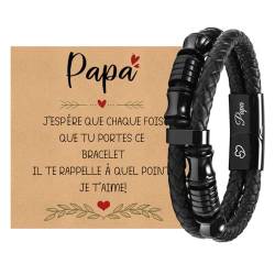 XUANPAI Armband Herren Lederarmband Papa - Armbänder für Herren Männer Armband Ideales Papa Geschenk Ihn (Schwarz - Papa) von XUANPAI