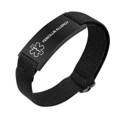 XUANPAI Notfallarmband für Erwachsene Senioren Männer Frauen - SOS Armband mit Telefonnummer und Name Verstellbar Elastisches Nylonseil Notfall Armband für Epilepsie und Diabetes von XUANPAI