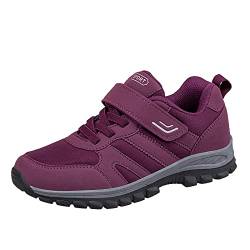 XUEJIANN wasserdichte Schuhe Herren Klettverschluss Herren Paar Schuhe Freizeitschuhe Schnürschuhe Atmungsaktive Mode Flache Freizeitschuhe Wanderschuhe Schuhe Schwarz Herren Sommer (Purple #1, 42) von XUEJIANN