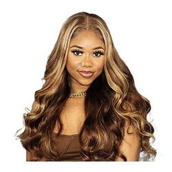 Perücken Body Wave Frontal Perücke Highlight Spitze Vordere Menschenhaar Perücken Brasilianisches Haar T-TEIL FARBEN BLONT BLONTTE Spitze Front Perücke 180% Dichte Perücke fasching(Color:20inches) von XUJUAN-0227