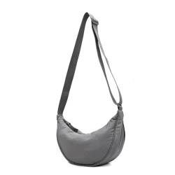 XWZSHMH Nylon Hobos Brust-Umhängetasche, große Kapazität, Reise-Crossbody, Halbmond-Gürtel, Kuriertasche für Damen, grau, Medium von XWZSHMH