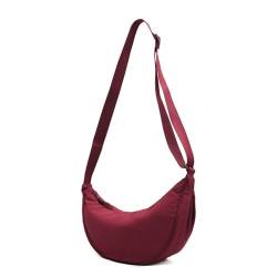 XWZSHMH Nylon Hobos Brust-Umhängetasche, große Kapazität, Reise-Crossbody, Halbmond-Gürtel, Kuriertasche für Damen, weinrot, Medium von XWZSHMH