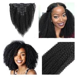 Haarverlängerung Clip-In-Verlängerung, 30,5–66 cm, gewellt, Echthaar, verworrene Locken, voller Kopf, for schwarze Frauen, brasilianisches Remy-Echthaar, natürliche Farbe, 8 Stück mit 18 Clips, 120 g/ von XXAD553TY