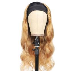 Remy Brasilianische Schalperücke Braune Stirnbandperücke Stirnbandperücke Menschliches Haar Ombre Body Wave Humain Haarperücken for Frauen Stirnbandperücken(T1b 27 color,30Inches) von XXAD553TY