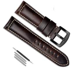 XXBWUK Lederarmband passend für Panerai PAM111 Uhrenkettenzubehör 22 mm 24 mm 26 mm(Dark brown black,28mm) von XXBWUK