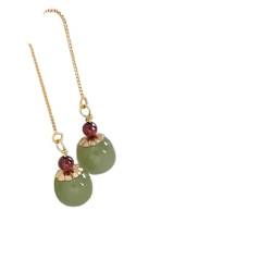 Ohrringe im chinesischen Stil, goldfarbene Hetian-Ohrringe for Frauen, grüner runder Schmuck, Mädchen-Geschenk (Color : Jade) von XXJYOPHQ