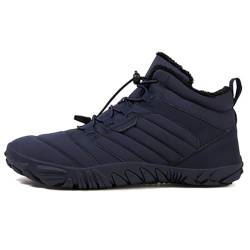 XYHAOAI Barfußschuhe Gefüttert Herren Winterschuhe Damen Warm Winterstiefel Outdoor Barfuss Schuhe Männer Traillaufschuhe Leicht rutschfest Fitnessschuhe Wanderschuhe,Blau,40 EU von XYHAOAI