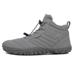 XYHAOAI Barfußschuhe Gefüttert Herren Winterschuhe Damen Warm Winterstiefel Outdoor Barfuss Schuhe Männer Traillaufschuhe Leicht rutschfest Fitnessschuhe Wanderschuhe,Grau,41 EU von XYHAOAI