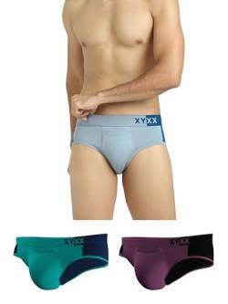 XYXX Herren Dualist Micromodal Regular Fit Colorblock Antimikrobieller Slip ohne Abdrücke am Bund (3er-Pack) von XYXX