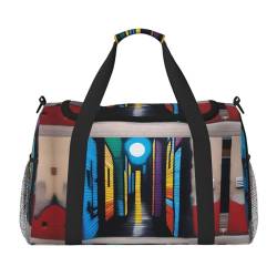 XZDAL Street Art Crossbody-Tasche mit großem Fassungsvermögen und strapazierfähigem Nylon-Reißverschluss und verstellbarem Riemen, Schwarz , Einheitsgröße von XZDAL