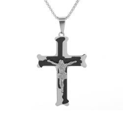 XZZHIHHA Mode Classic Jesu0s Kreuz Anhänger für Männer und Frauen, Stainle0ss stee1l Halskette, Gebet s, Religio0us Schmuck Geschenke Western-Stil von XZZHIHHA