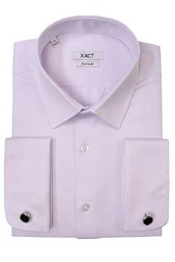 Xact Herren Langarm-Hemd mit Doppelmanschette im Herringbone-Muster - Manschettenknöpfe inklusive von Xact