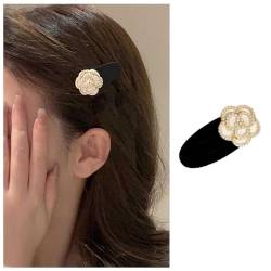 Xduargs Vintage Blume Perle Haarnadel Clip Kamelie Seite Clip Haarnadel Barrette Samt Blume Haarnadel Clip Hochzeit Braut Blume Haarspangen Kleine Kamelie Blume Haarspange Dekorative Für Frauen (weiß) von Xduargs