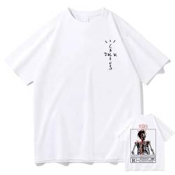 Travis Scott Cartoon Print T Shirt modisches Oversize Kurzarm T Shirt, Herren und Damen Sommer Sweatshirt im Y2K Stil Street Rundhalsausschnitt Kurzarm Oversize-Black||XS von Xiakila