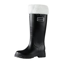 Gummistiefel Damen Gefüttert Halbhoch Regenschuhe Rutschfeste Gartenschuhe Wasserdicht Regenstiefel Gummistiefeletten Chelsea Boots Regenstiefeletten Gartenstiefel Thermostiefel Wintergummistiefel von Xiangdanful