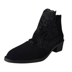 Stiefeletten Damen mit Absatz, Klassische Chelsea Boots Gefütterte Ankle Boots Retro Damenstiefel Gummistiefel Winterstiefel Reitstiefel Cowboystiefel Halbstiefel Gartenschuhe Damenschuhe Kurzstiefel von Xiangdanful